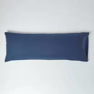 Image of Navy Blue Linen Body Pillowcase - Blue - Homescapes