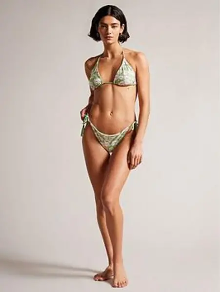 Image of Ted Baker ROSIAHH Printed Tie Side Bikini Bottoms, Green, Size 5=16, Women