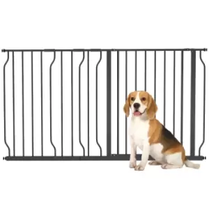 Image of PawHut Extra Wide Dog Safety Gate, with Door Pressure, for Doorways, Hallways, Staircases - Black