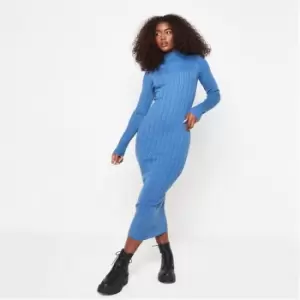 Image of Missguided Recycled Tall High Neck Midaxi Dress - Blue
