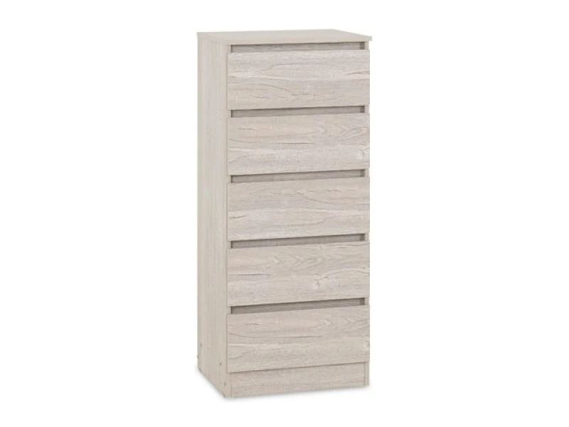 Image of Seconique Malvern Urban Snow 5 Drawer Tall Narrow Chest of Drawers