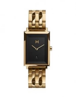 Image of Mvmt Mvmt Signature Square Black Dial Gold Tone Bracelet Watch