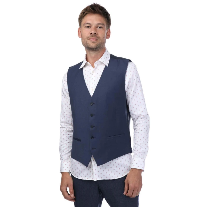 Image of Ted Baker Men Premium Blue Waistcoat Size: 48R Blue 48R Male 5059508280174