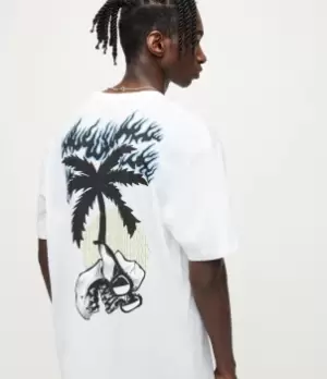 Image of AllSaints Mens Undertown Crew T-Shirt, Optic White, Size: XXL