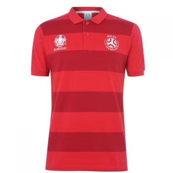 Image of UEFA Euro 2020 Wales Stripe Polo Shirt - Red