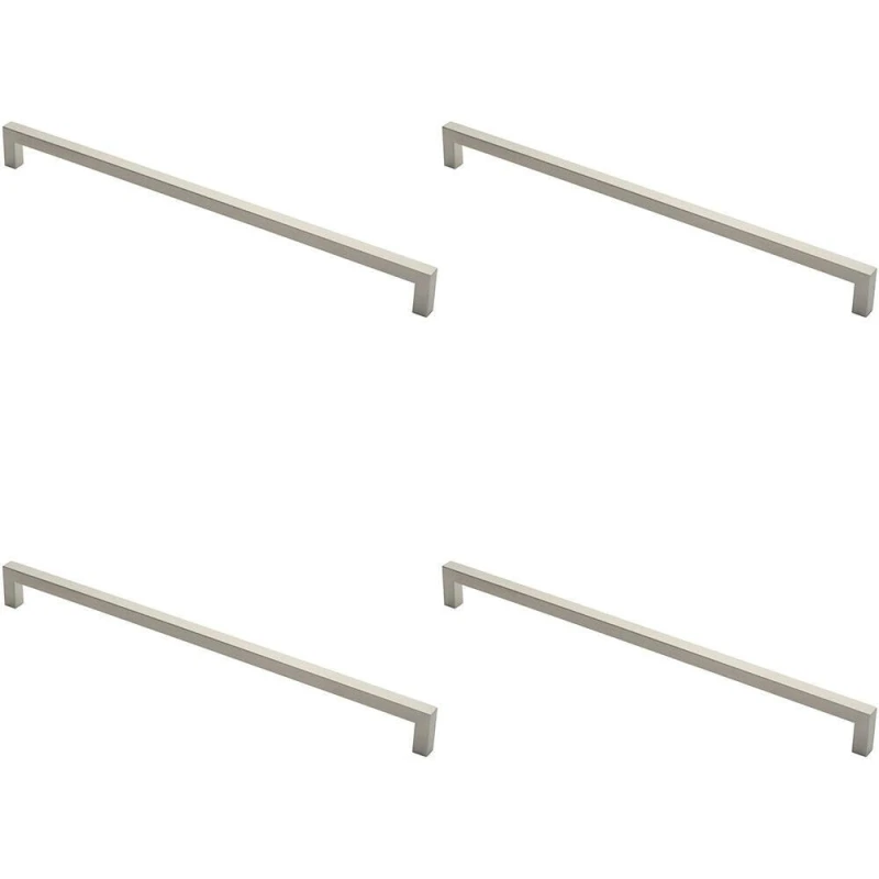 Image of Loops 4x Square Mitred Door Pull Handle 619 x 19mm 600mm Fixing Centres Satin Steel Metallics unisex