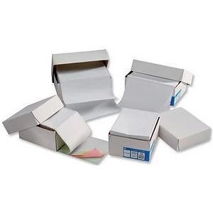 Image of Original Challenge 11" x 241mm Computer Listing Paper 3 Part Plain Carbonless Standard Perforated Sheets WhiteYellowPink