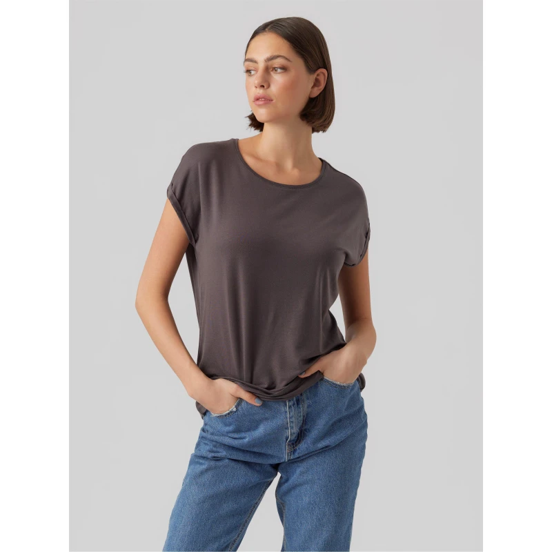 Image of Vero Moda VM Ava Plain Shirt Sleeve T-Shirt Womens - Grey Grey 8