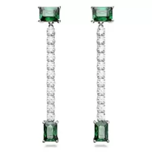 Image of Matrix Mixed Cuts Green Rhodium Plated Drop Earrings 5665786