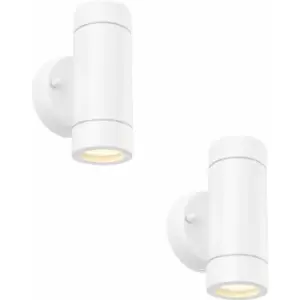 Image of Loops - 2 pack Up & Down Twin Outdoor IP44 Wall Light - 2 x 7W GU10 LED - Gloss White
