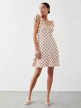 Image of Dorothy Perkins Spot Print Button Through Mini Dress - Red, Size 10, Women