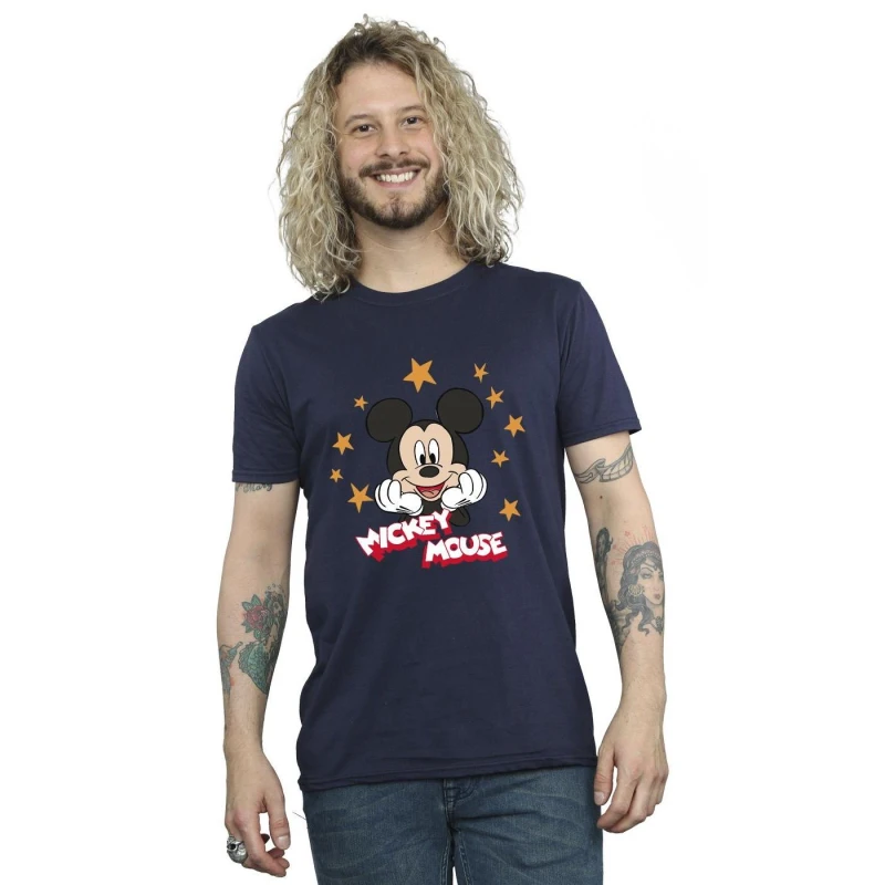 Image of Disney Men Mickey Mouse Stars T-Shirt in Navy Size: Small Navy S Male 5063153652774