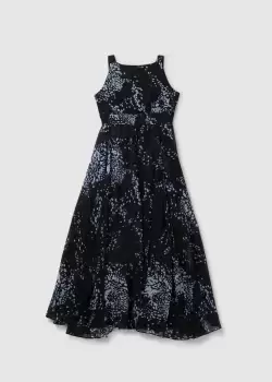Image of Religion Womens Ashley Wild Maxi Dress In Black/Ballad Blue