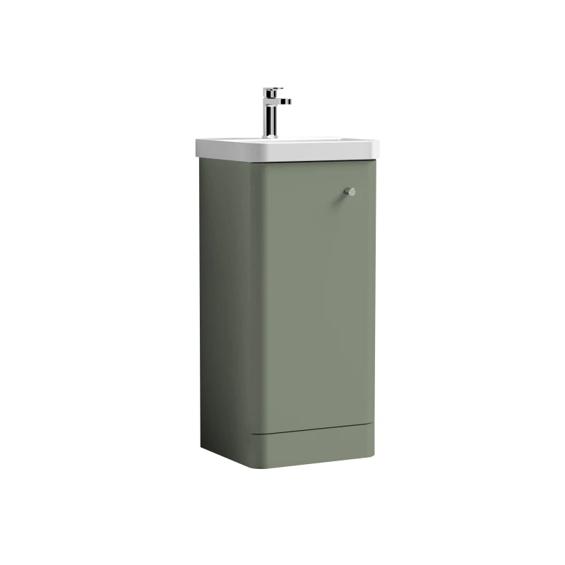 Image of Balterley Floor Standing 1 Door Vanity Unit Ceramic Basin Satin Green 400mm Green