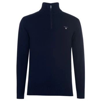 Image of Gant Cotton Half Zip Jumper - Blue