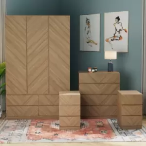 Image of Taranto 4 Piece Bedroom Furniture Set Euro Oak