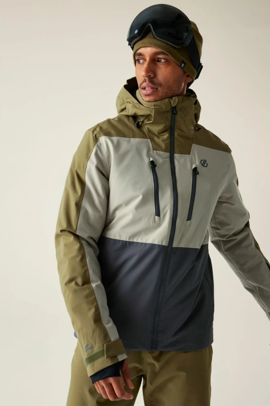 Image of Dare 2b Dare 2b Men Baseplate Waterproof Breathable Insulated Skiing Jacket in Green Size: Small Green S Male 5063516183686