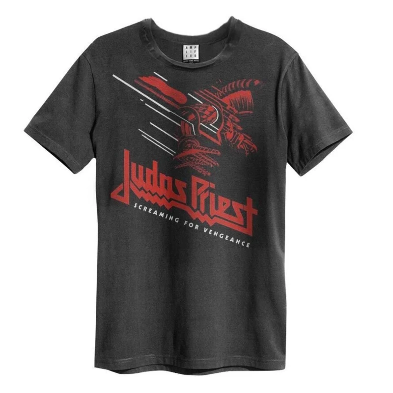 Image of Amplified Amplified Men Screaming For Vengeance Judas Priest T-Shirt in Charcoal Size: Small Charcoal S Male 5063470006403