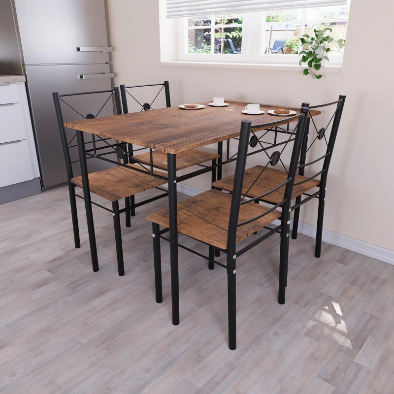 Image of Lassic Vida Designs Roslyn 4 Seater Dining Set Dark Wood unisex 4 Seater