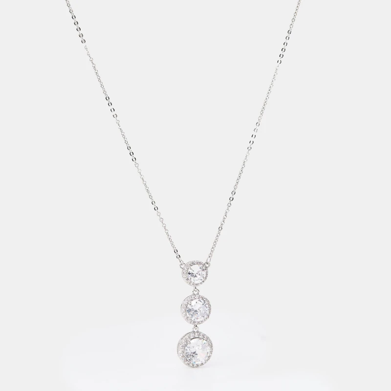 Image of Mason Knight Yager Triple Cubic Stone Connect Necklace White female One Size