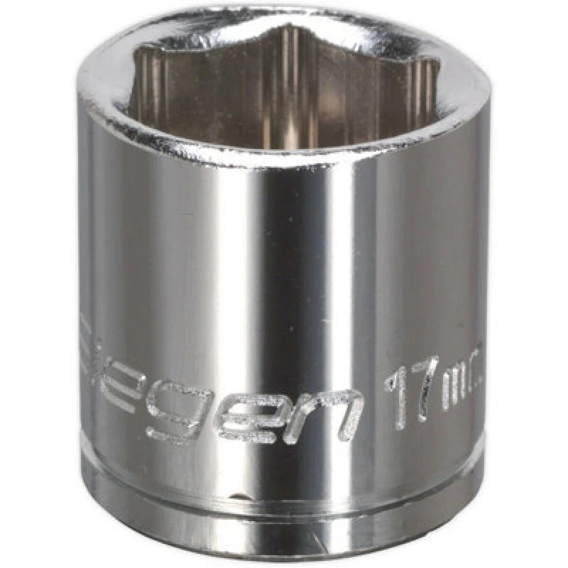 Image of Loops 17mm Chrome Plated Drive Socket - 3/8" Square Drive - High Grade Carbon Steel Metallics