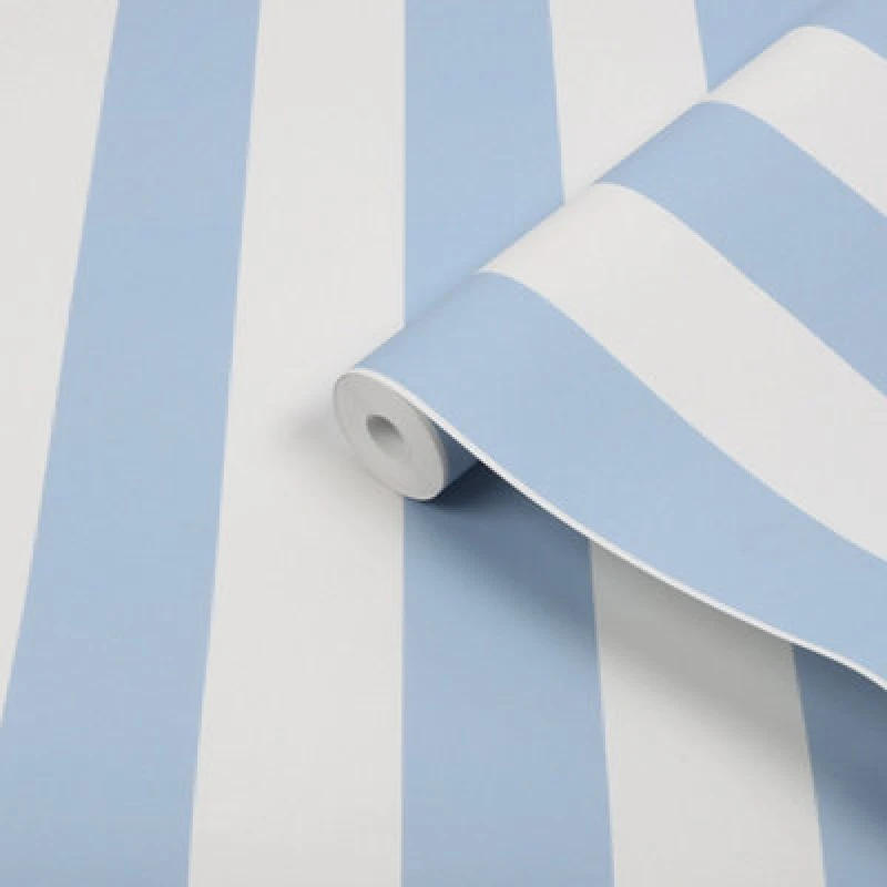 Image of Cath Kidston Canopy Stripe Blue Stripped Wallpaper Wallpaper One Size Blue 71746818000
