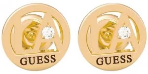Image of Guess LA Gold PVD Stainless Steel Round Stud Earrings Jewellery
