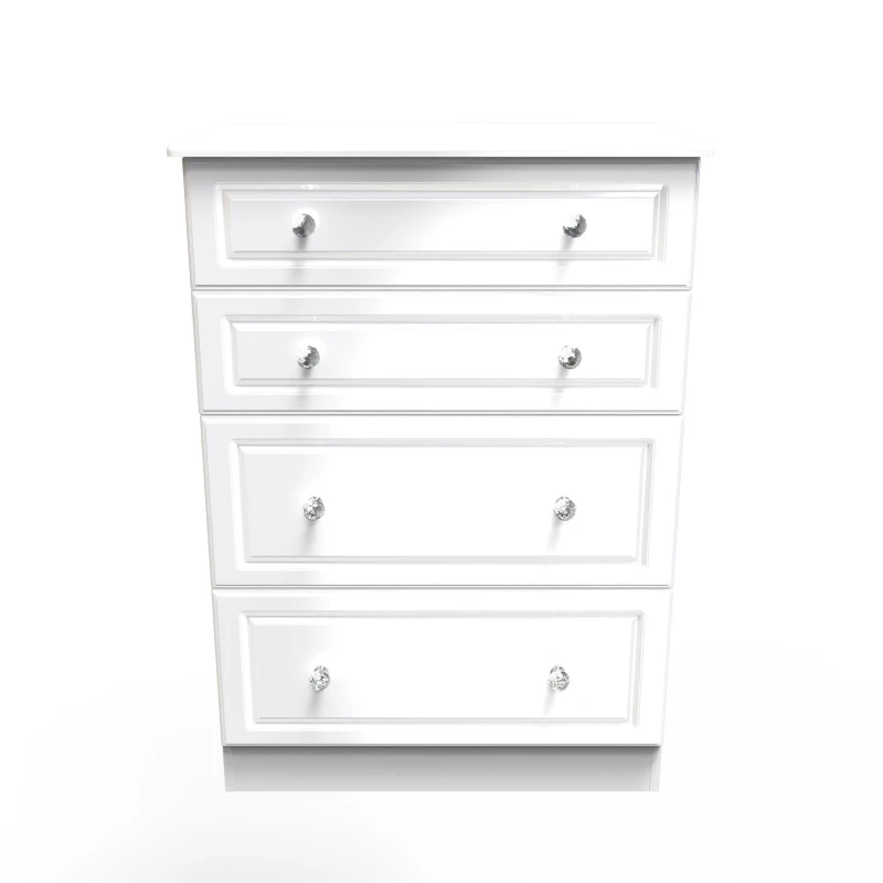 Image of Windsor 4 Drawer Deep Chest In White Gloss (Ready Assembled)