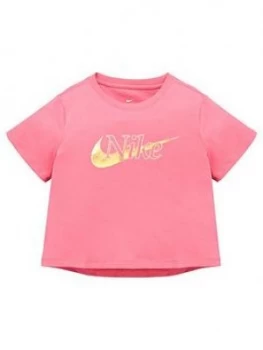 Image of Nike Girls Nsw Crop Tee - Pink Gold
