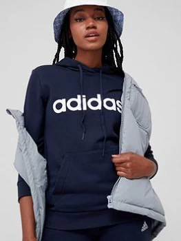 Image of adidas Essentials Linear Hoodie - Navy/White, Size S, Women