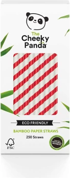 Image of The Cheeky Panda Bamboo Paper Straw Red Stripes - 250straws