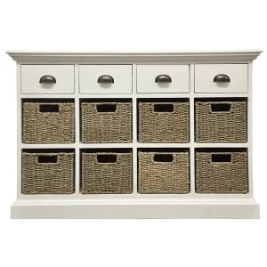 Image of Robert Dyas Tocino Ready Assembled 4-Drawer 8-Basket Wooden Storage Unit