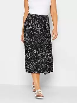 Image of M&Co Black Spot Jersey Printed Skirt, Black, Size 14, Women