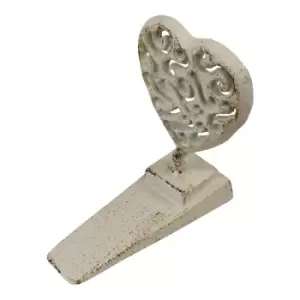 Image of Cream & Gold Metal Door Wedge With Heart Design