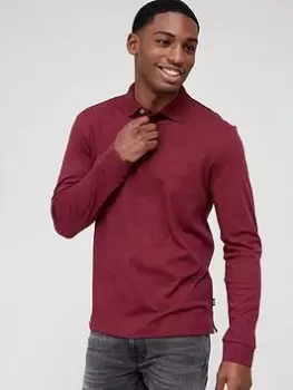 Image of BOSS Pado 30 Longsleeve Polo Shirt - Dark Red, Dark Red, Size L, Men