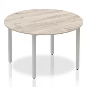 Image of Trexus Circular Box Frame Silver Leg Table 1200mm Grey Oak Ref I003258