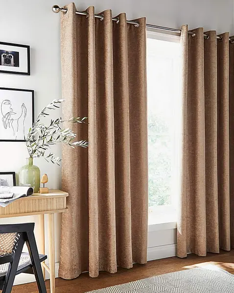 Image of JD Williams Savoy Blackout Eyelet Curtain Sand 168 x 183cm OH14309
