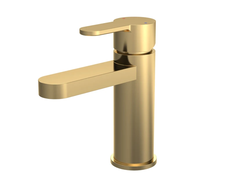 Image of Balterley Round Mono Basin Mixer Tap Push Button Waste Brushed Brass Bronze