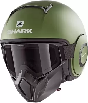 Image of Shark Street-Drak Blank Mat Jet Helmet, green, Size S, green, Size S