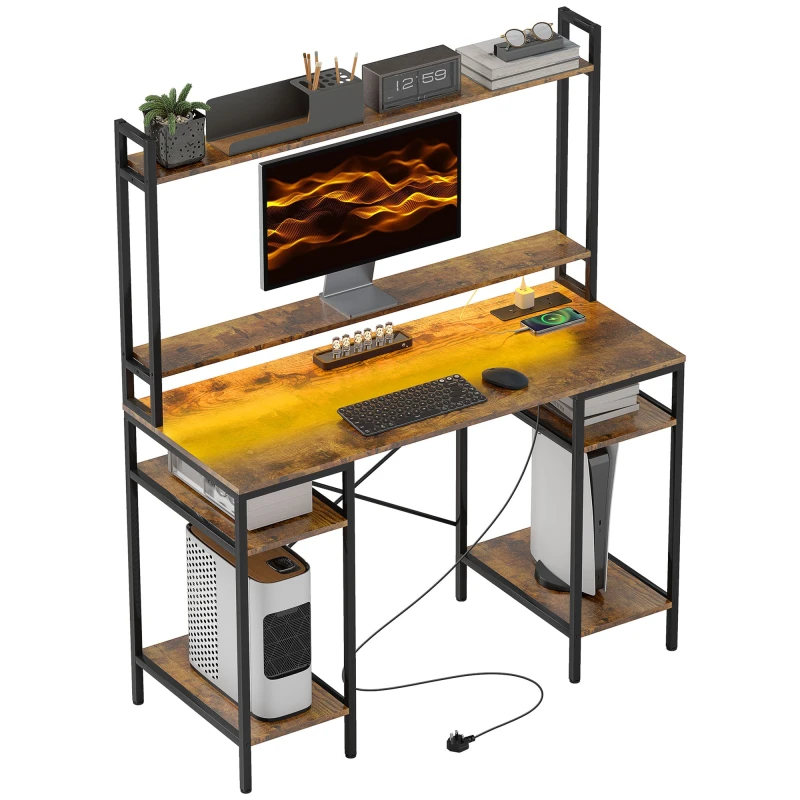 Image of HOMCOM Homcom - Computer Desk Home Office Desk with Monitor Stand, Rustic Brown 5063603751644