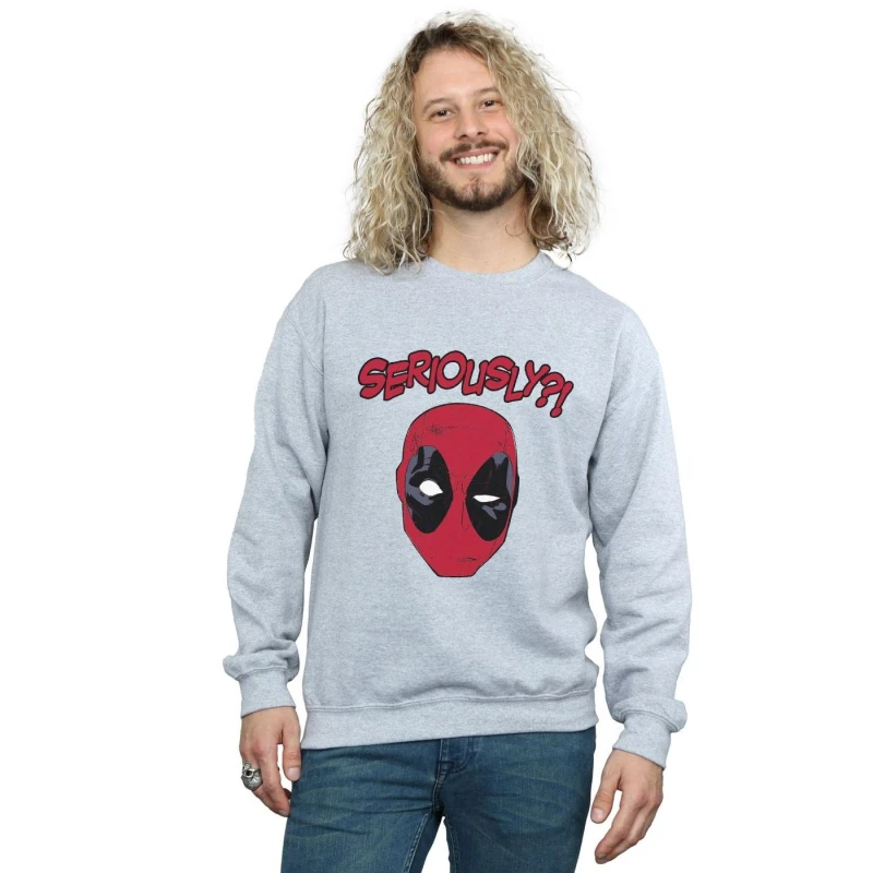 Image of Marvel Marvel Men Deadpool Seriously Sweatshirt in Grey Size: Small Grey S Male 5057864103441