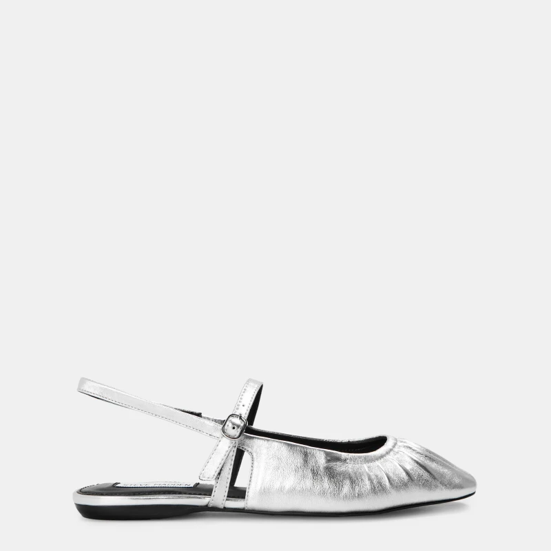 Image of Steve Madden Womens Garson Flat Sandals Silver Lthr female 3 (36)