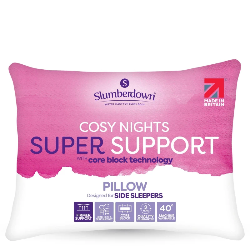 Image of Slumberdown 2 Pack Cosy Nights Super Support Side Sleeper Firm Pillows White