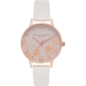 Image of Lace Detail Blush Floral & Rose Gold Watch