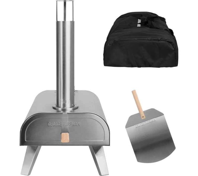 Image of GEORGE FOREMAN GFWPPO1SSPC Wood Pellet Pizza Oven - Stainless Steel 5056233834597