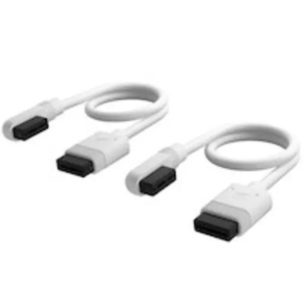 Image of CORSAIR iCUE LINK Cable, 2x 200mm with Straight/Slim 90° connectors, White