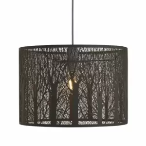 Image of Nielsen Avro Large Metal Easy Fit Shade, Featuring A Forest Effect Pattern, In Matt Taupe, 38Cm Width