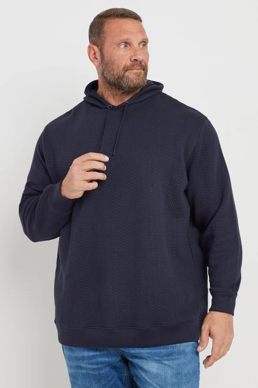 Image of BadRhino Chevron Quilted Hoodie Dark Navy