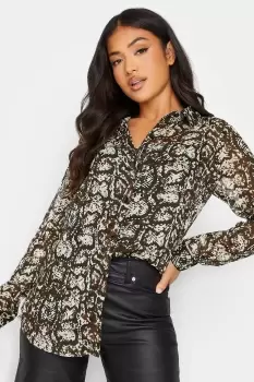 Image of Petite Snake Print Oversized Shirt