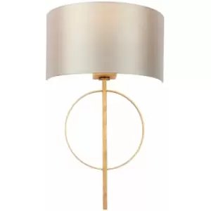 Image of Antique Gold Leaf Wall Light & Mink Satin Half Shade Dimmable LED Filament Lamp
